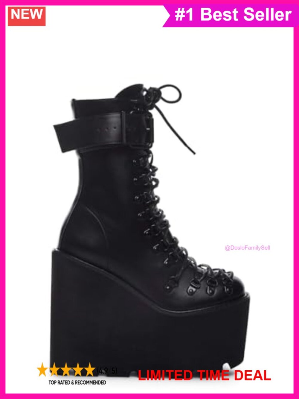 Traitor Vegan Leather Platform Mid-Calf Boots Lace-Up Combat